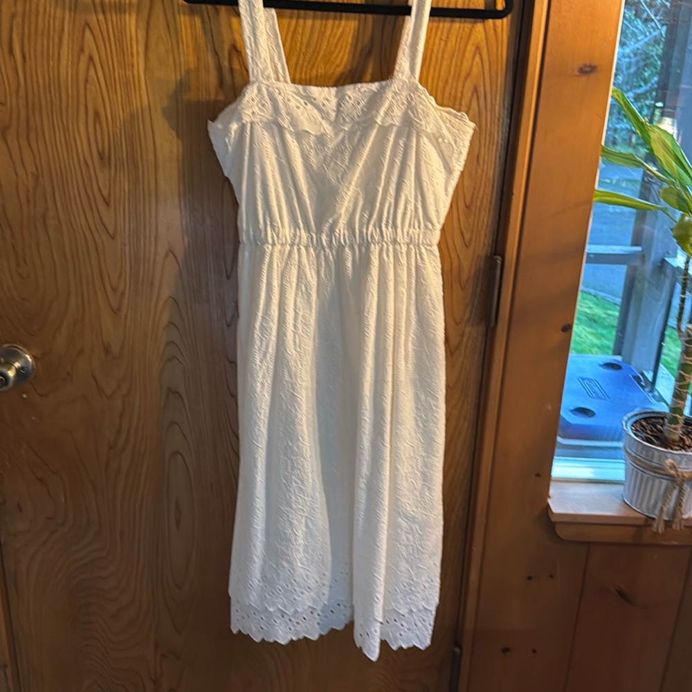 White Embroidered Midi Dress